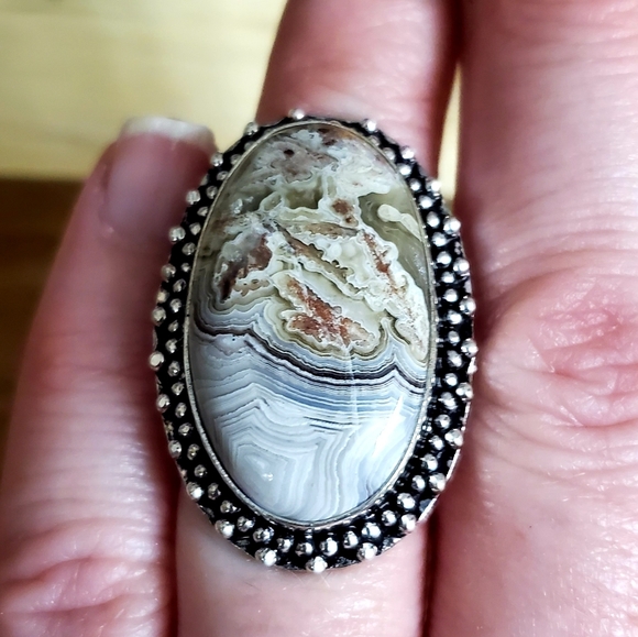 New Crazy Lace Agate 925 Silver Ring. - Picture 6 of 8
